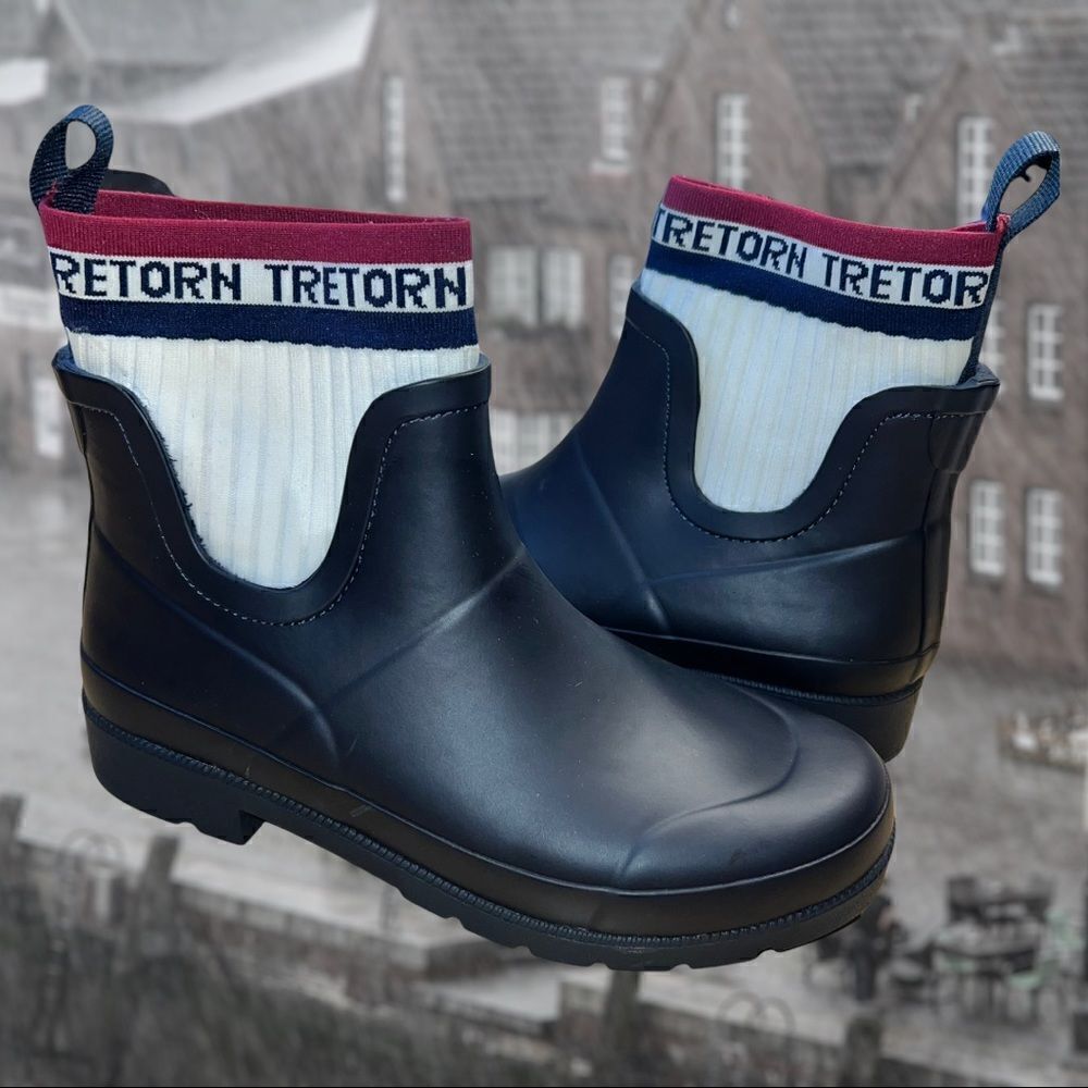 Tretorn Lia Women's Navy/White Logo Sock Short Winter/Rain/Snow Boot 7